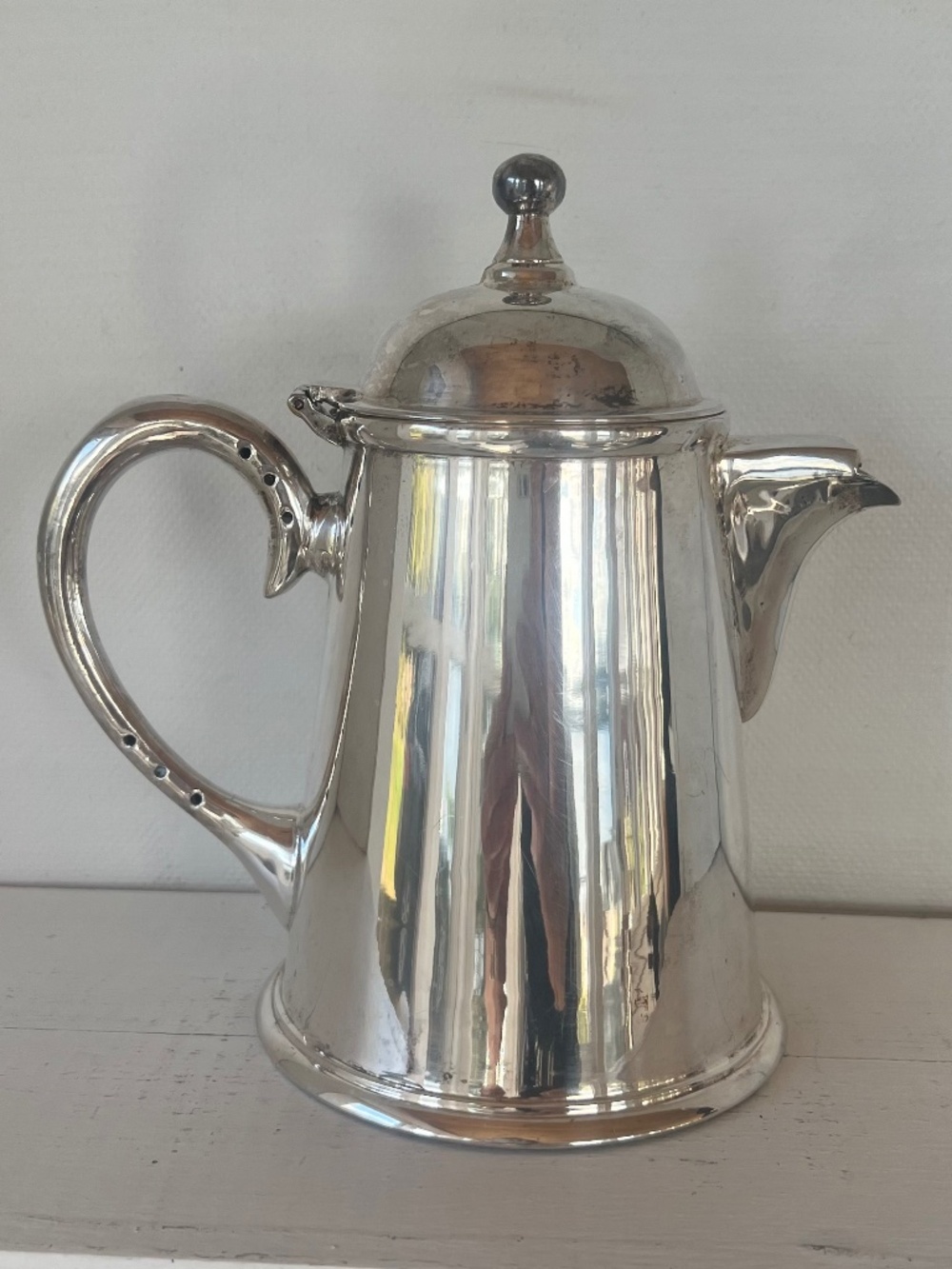 Vintage Heavy Silver Plate Coffee Pot Hinged Lid Hotelware 8” Unmarked